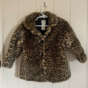 Gap Kids Leopard Print Faux Fur Coat || 2T-3T